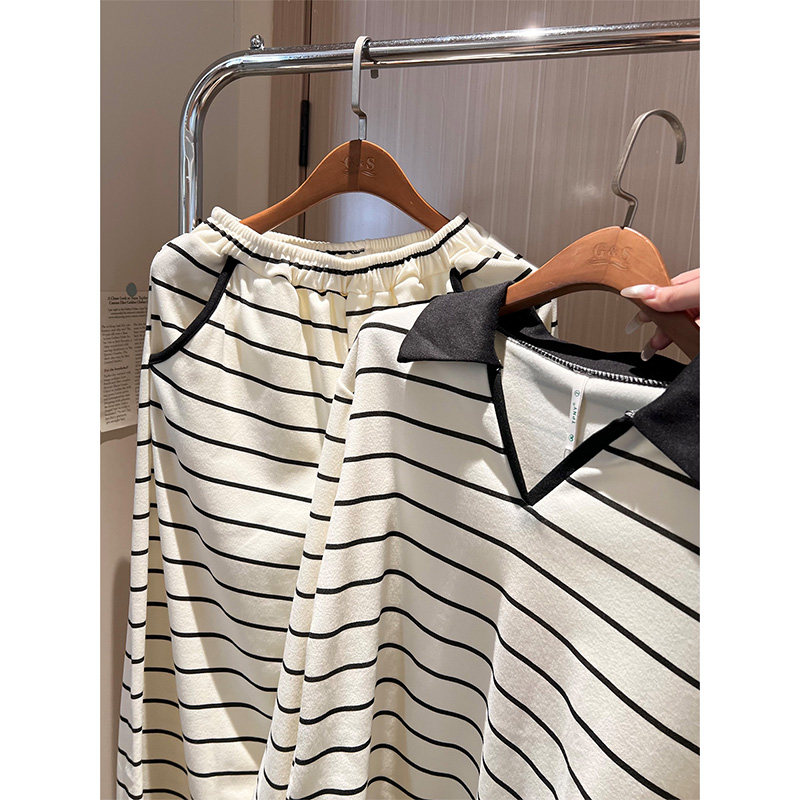 ins风少女条纹拼色德绒睡衣女春秋款新款家居服大码休闲长裤套装,女士内衣/男士内衣/家居服,睡衣/家居服套装,淘宝优惠券,粉丝福利购,淘宝优惠卷