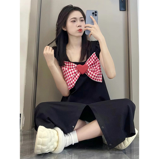 2024新款 甜美少女蝴蝶结吊带睡裙女夏季 公主风长裙家居裙子可外穿