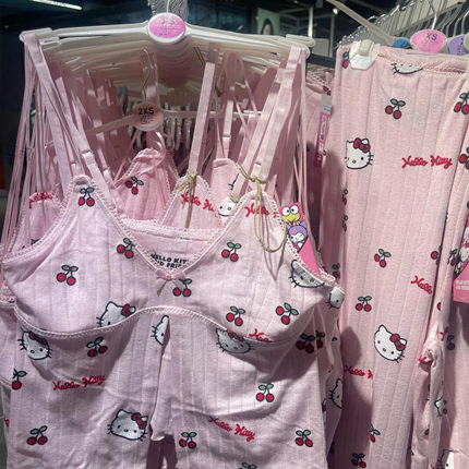 甜美卡通HelloKitty吊带睡衣女春夏款2025新款大码家居服两件套装