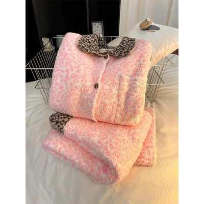 可爱卡通毛绒针织睡衣女秋冬季