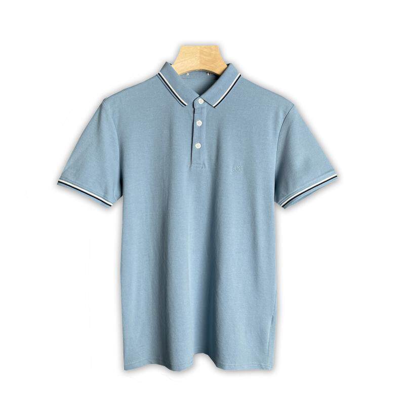 NEW FOR 22 SUMMER MENS SOLID COLOR CLEAN SUMMER CLEAN COLOR BEADED PLACKET COMFORTABLE LAPEL PULLOVER POLO
