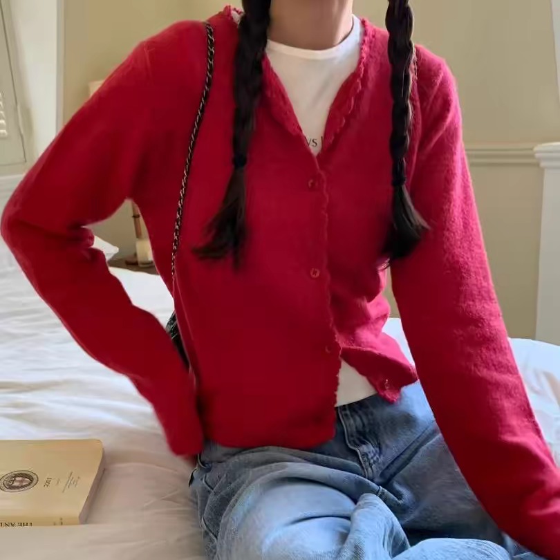 软糯小花边细节优质针织开衫