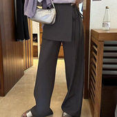 西裤 韩国女装 高货设计感两件宽松百搭屁帘直筒裤
