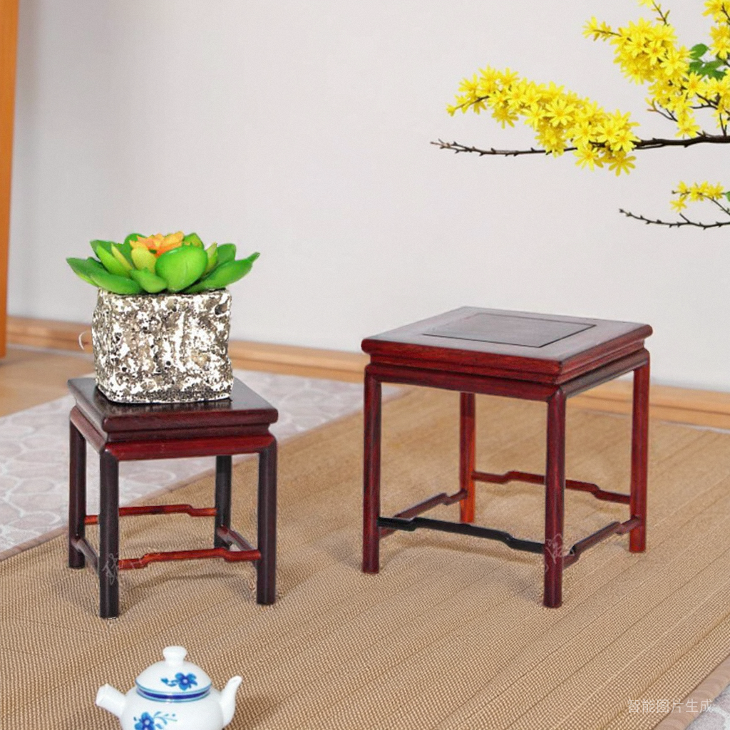 小花架多肉植物正方形实木底座