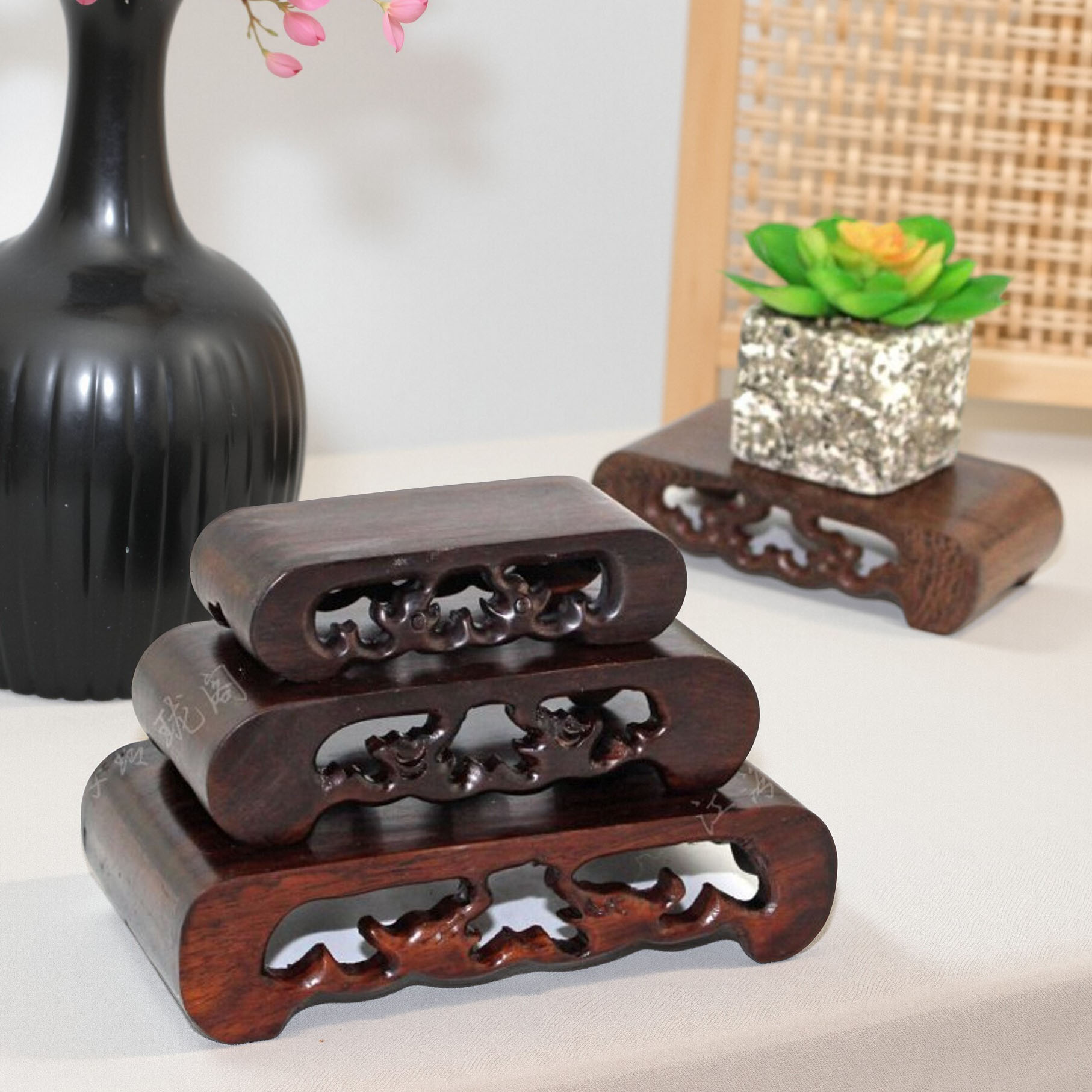 实木摆件底座茶壶多肉玉器底托