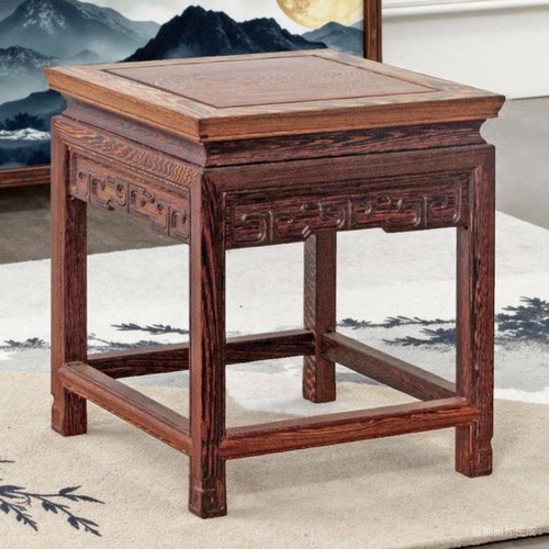 工艺品红木小花架榫卯正方形凳子