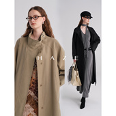 卡其色设计感英伦风廓形中长款 重量 风衣外套女秋 风 Haze禾枝