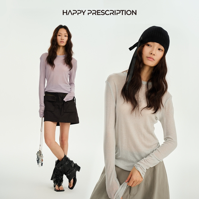 【博主推荐】Happy Prescription快乐药方天丝羊毛圆领长袖打底衫