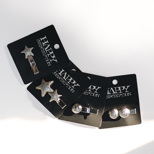 Happy Prescription  时尚磨砂金属蘑菇星星发卡气质高端侧边夹