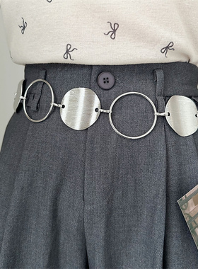 新款百搭金属圆圈腰带ins风简约韩版女士皮带配连衣裙子装饰链条