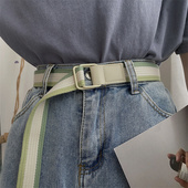 带学生军训 皮带男简约百搭牛仔裤 ins条纹帆布腰带女时尚 潮流个性