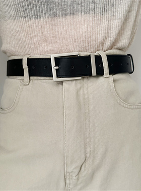 韩国东大门新款腰带学生女士流行皮带宽牛仔裤带黑色简约百搭bf风