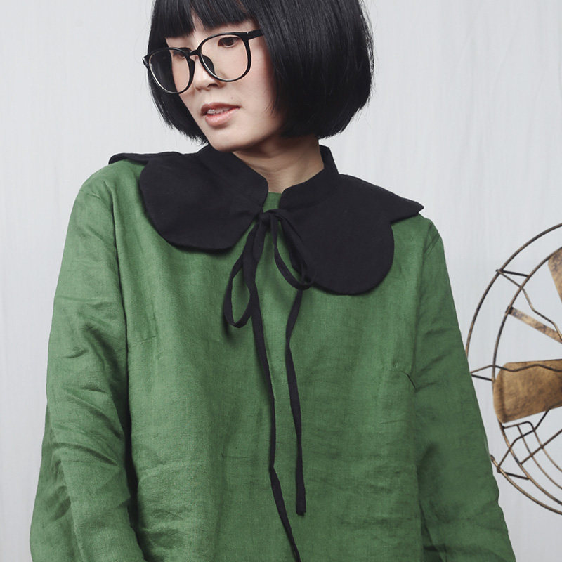 织布云麻麻原创设计花朵假领子亚麻女可内外百搭打底装饰领子Y087