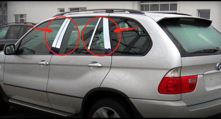 适用于02-06老款宝马X5车窗立柱饰条E53改装亮条BC中柱电镀装饰贴