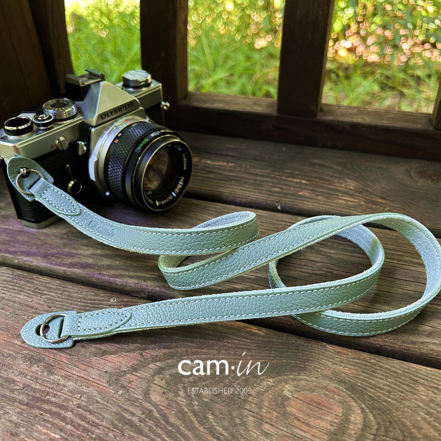 Camin荔枝纹皮牛皮相机背带