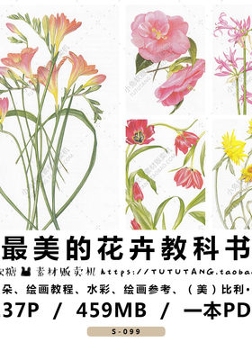 花朵手绘水彩绘画教材 花卉教科书教程 高清图片素材  比利肖维尔