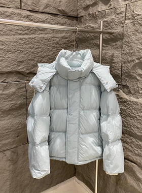 A冬季新款时尚M显瘦I 家连帽长袖短款羽绒服外套男女同款