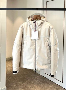 男女同款户外短款羽绒夹克字母拉链连帽外套羽绒服