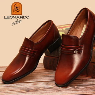 利奥纳多日本生产正宗新款哑光面进口正装男士爸爸皮鞋商务4E
