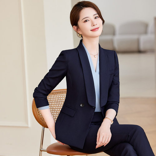 黑色西装套装女秋冬2024新款气质工装珠宝店长销售前台西服工作服