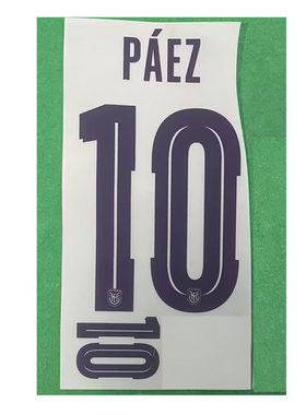 2026厄瓜多尔印字主场10号派斯 #10 PAEZ Nameset热转印印号印字