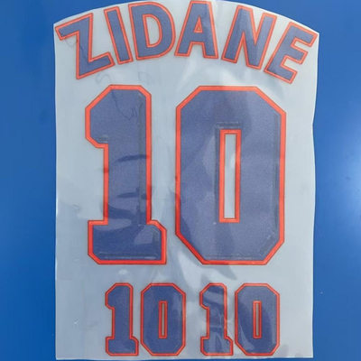 1998法国客场印字10号齐达内 #10 ZIDANE  NAMESET植绒热转印印字