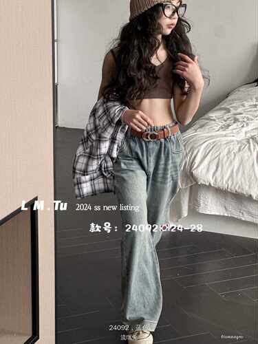 流氓兔春秋牛仔裤120-160复古蓝