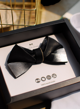 MERLIN黑白星空拼布手工羽毛领结男结婚煲呔男女英伦婚礼礼物