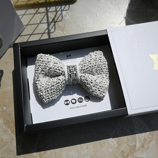 MERLIN花呢香风高级编织蝴蝶结领结时尚设计款手工正装婚礼配饰