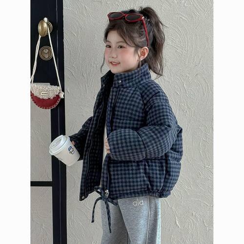 女童冬装棉衣格子面包服2026新款儿童洋气保暖冬季外套短款棉袄潮