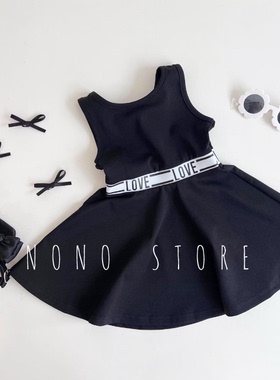 nono韩国童装代购23夏~comma女童宝宝气质小香风黑色背心裙连衣裙