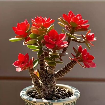 浓香型开花摇钱树吸财发财姬红花月老桩盆栽多肉植物花卉招财