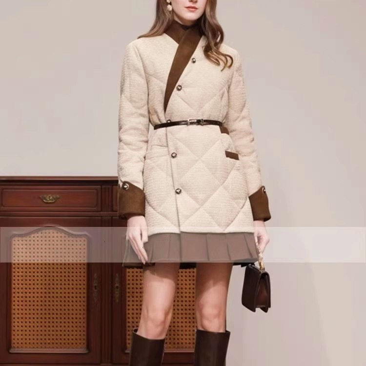 复古都市中长款V领不对称门襟白鸭绒羽绒服女收腰束带轻羽绒外套,女装/女士精品,羽绒服,淘宝优惠券,粉丝福利购,淘宝优惠卷