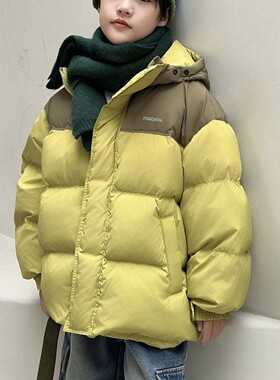 冬季高充绒三防儿男童羽绒服 新国标90白鸭绒面包服儿童羽绒外套