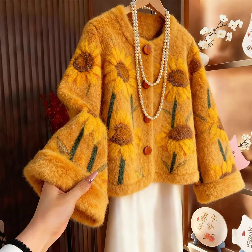 现货 独特高级感绝美小香风加厚毛绒提花外套女2025冬季新款毛衣,女装/女士精品,常规大码外套,淘宝优惠券,粉丝福利购,淘宝优惠卷