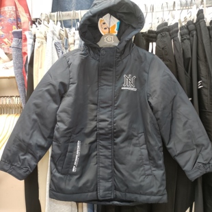 4.2折1爱儿健品牌童装10334135男秋冬有帽开胸拉链中款夹棉服外套