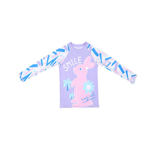 女童泳衣防晒可爱运动款专业泳衣兔子保守分体游泳温泉长袖泳衣