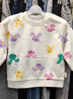 4.2折1爱儿健童装2311437003女中童春秋针织圆领卫衣衫长袖衫正品