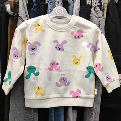 4.2折1爱儿健童装2311437003女中童春秋针织圆领卫衣衫长袖衫正品