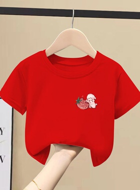 2122#纯棉短袖中大童女孩薄款T恤2025夏季新款女童宽松洋气儿上衣