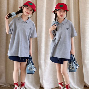 跨境女童套装裙2026新款儿童韩系中大童短袖POLO衫短裙两件套夏装