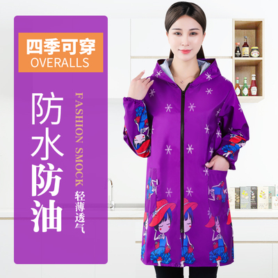 时尚中长款防水防罩衣拉链连帽