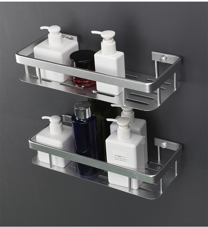 卫生间置物架浴室单层收纳厕所墙上厨房壁挂式卫浴洗澡洗手间打孔