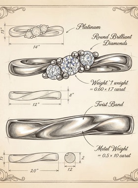 GT925银培育钻石情侣对戒
