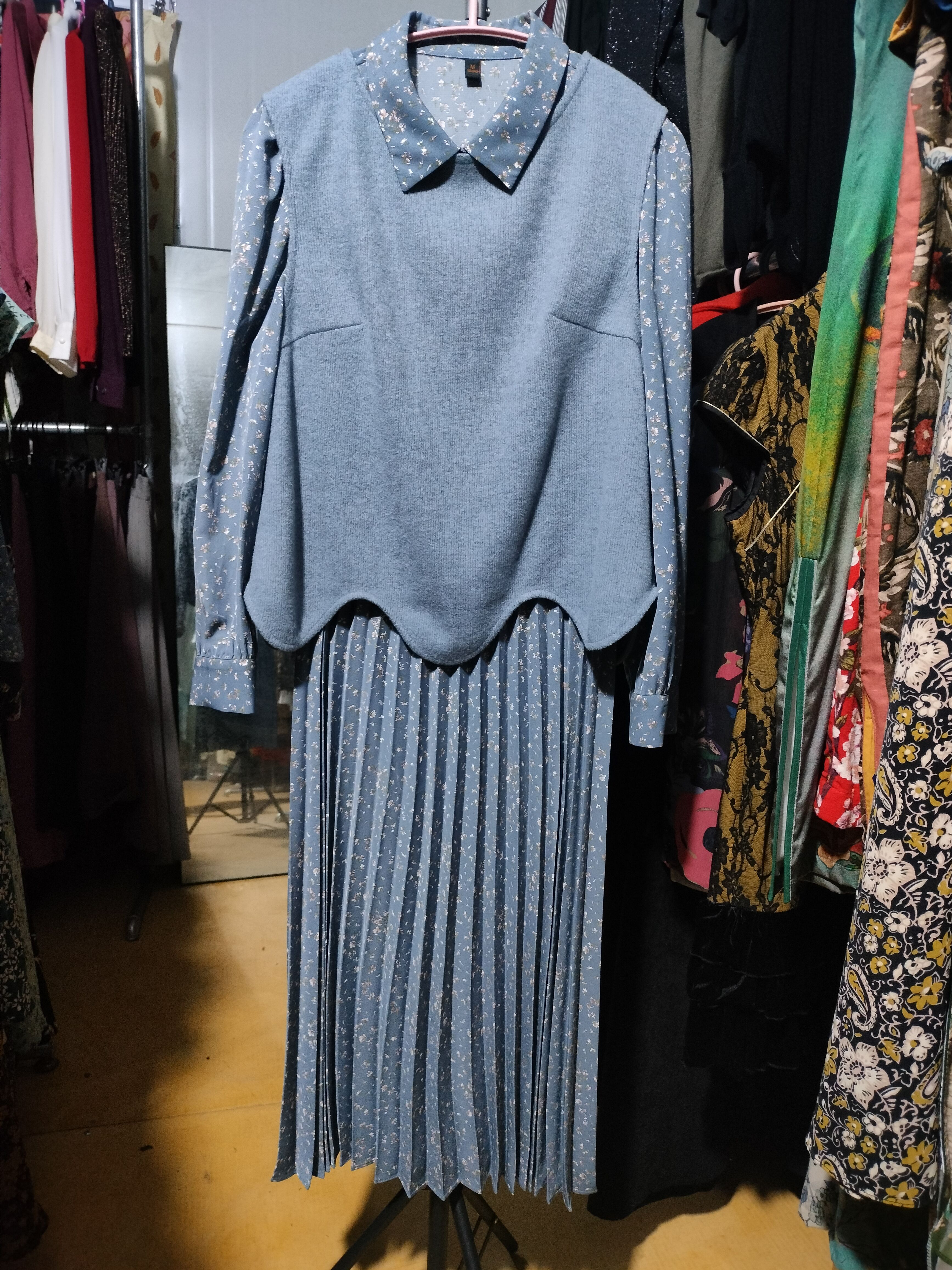 汉派二件套连衣裙加马甲背心连衣裙衣长110.胸围88.袖长55马甲50