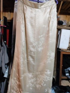 100桑蚕丝夏季轻薄真丝杏色旗袍半身裙包臀裙腰围70，臀围98长90