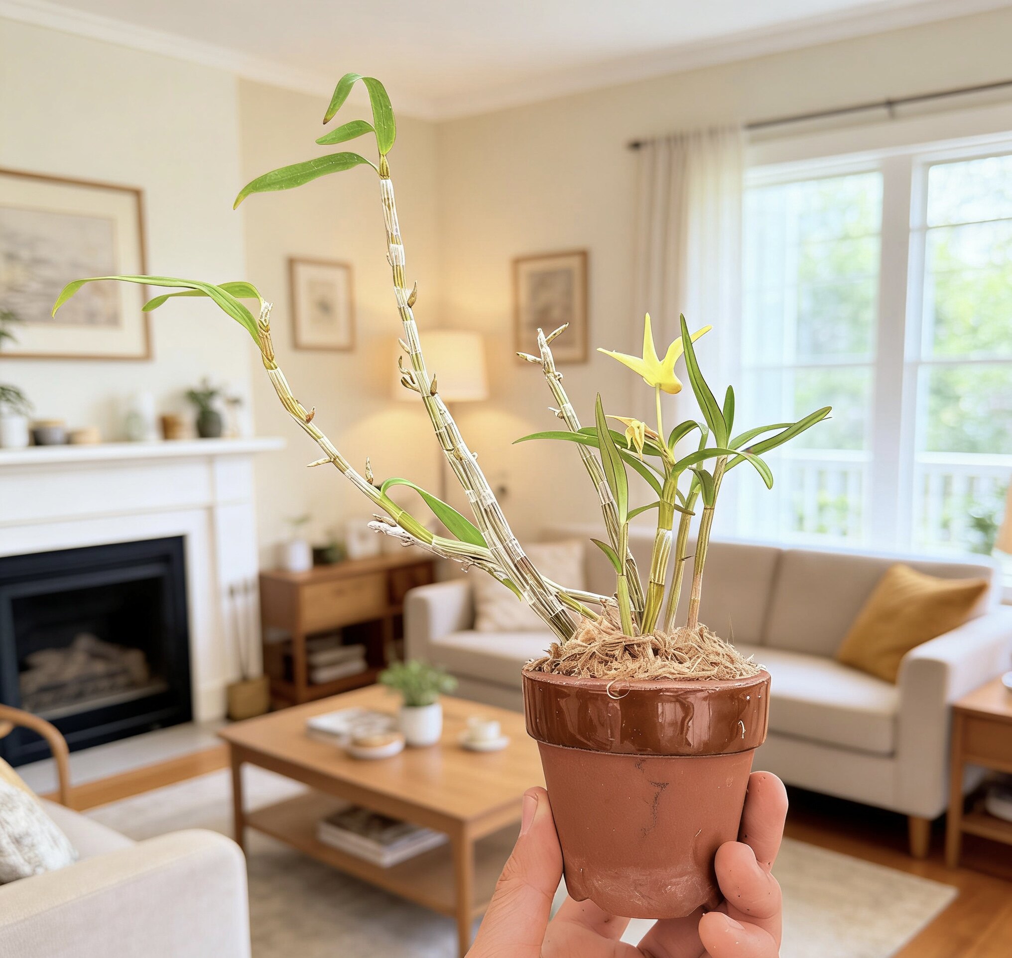 中国记忆盆景纪州黄王长生兰石斛变异品种进口现货好养花卉植物