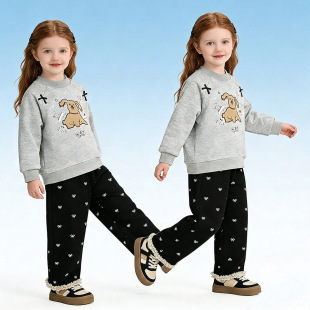女童套装春秋季2026新款儿童卫衣女孩休闲裤子宝宝衣服中小童童装