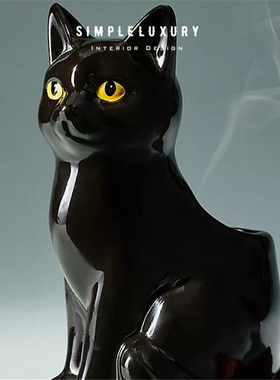 酷感黑猫香薰蜡烛摆件
