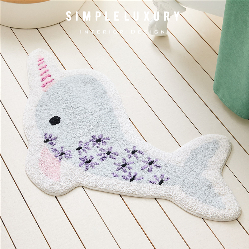 大海的精灵独角鲸纯棉浴垫